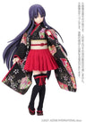 Picco Neemo Wear 1/12 Picco M Miniskirt-Kimono Set -Dancer's Fan- Jet Black (DOLL ACCESSORY)