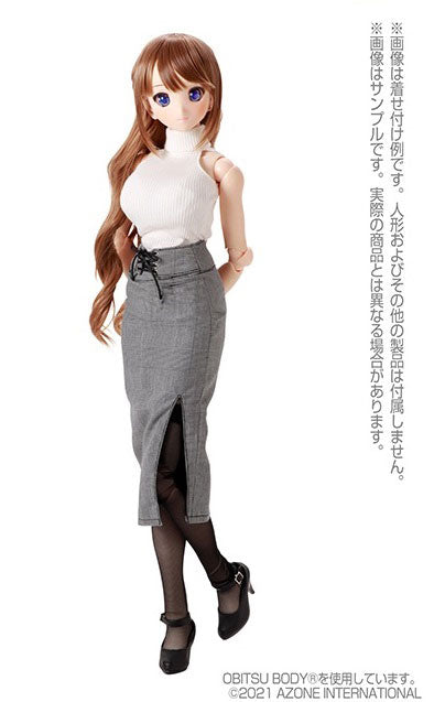 1/3 Scale AZO2 Sleeveless Knit Top & Tight Skirt set White x Gray Checker (DOLL ACCESSORY)