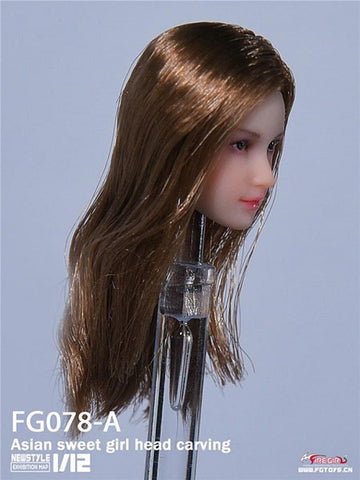 1/12 Asian Female Head A (Brown Long Hair)