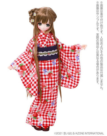 1/6 Pure Neemo Wear PNS Yukata set -Strawberry & Maiden- Red Gingham Check (DOLL ACCESSORY)