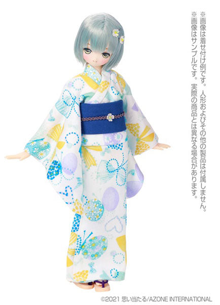 1/6 Pure Neemo Wear PNS Yukata set -Flower and Ribbon- White x Blue (DOLL ACCESSORY)