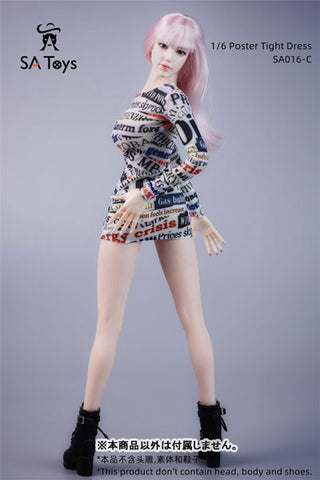 1/6 Female Outfit Poster Tight Dress C (DOLL ACCESSORY)