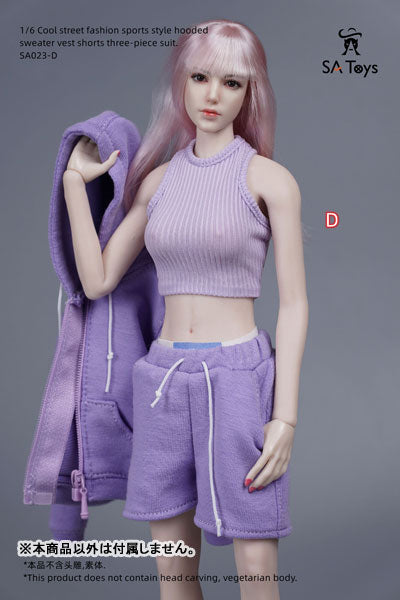 1/6 Female Outfit Cool Street Fashion Sports Style Sweat Set D (DOLL ACCESSORY)