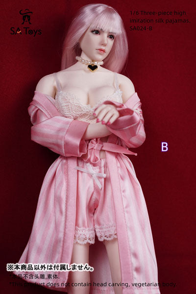 1/6 Female Outfit Three-piece High Imitation Silk Pajamas B (DOLL ACCESSORY)