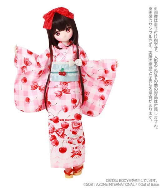 1/3 Scale 45 Yukata set -Ribbon and Cherry Parfait- Pink Checker (DOLL ACCESSORY)