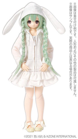 1/6 Pure Neemo Wear PNS Bunny-ear Hood One-piece Dress White (DOLL ACCESSORY)
